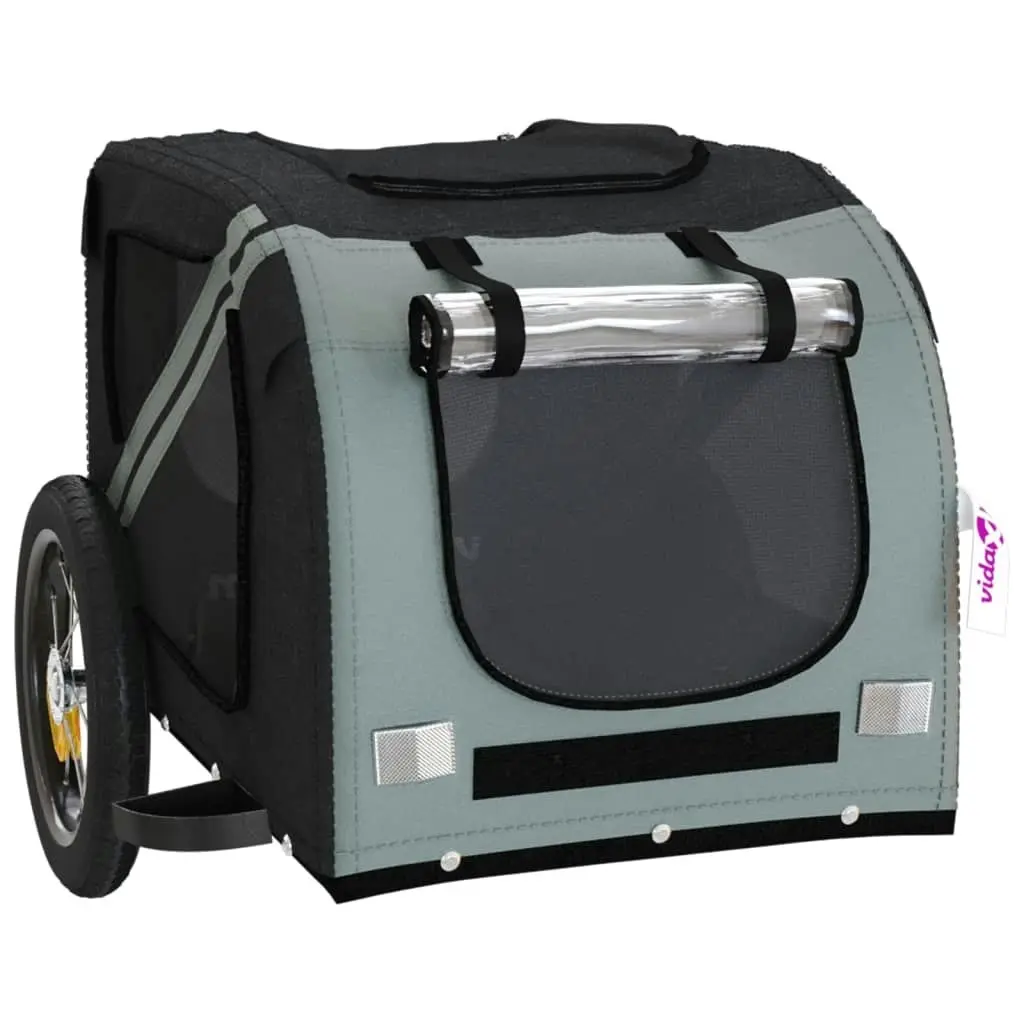 Pet Bike Trailer Grey and Black Oxford Fabric and Iron 93867