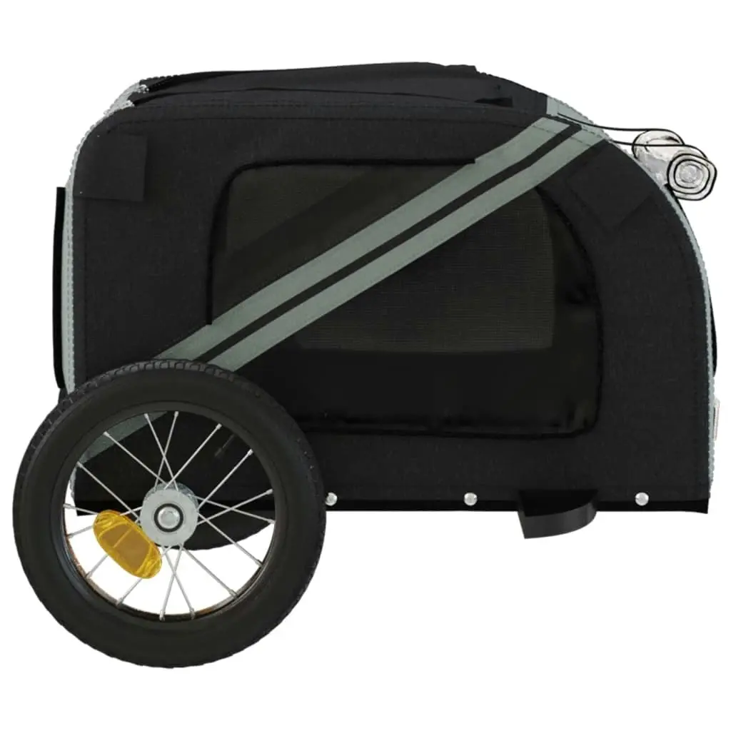 Pet Bike Trailer Grey and Black Oxford Fabric and Iron 93867