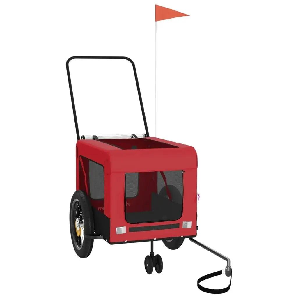 Pet Bike Trailer Red and Black Oxford Fabric and Iron 93929