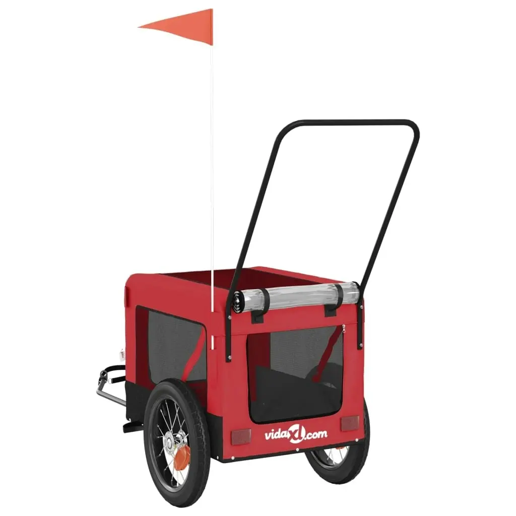 Pet Bike Trailer Red and Black Oxford Fabric and Iron 93929