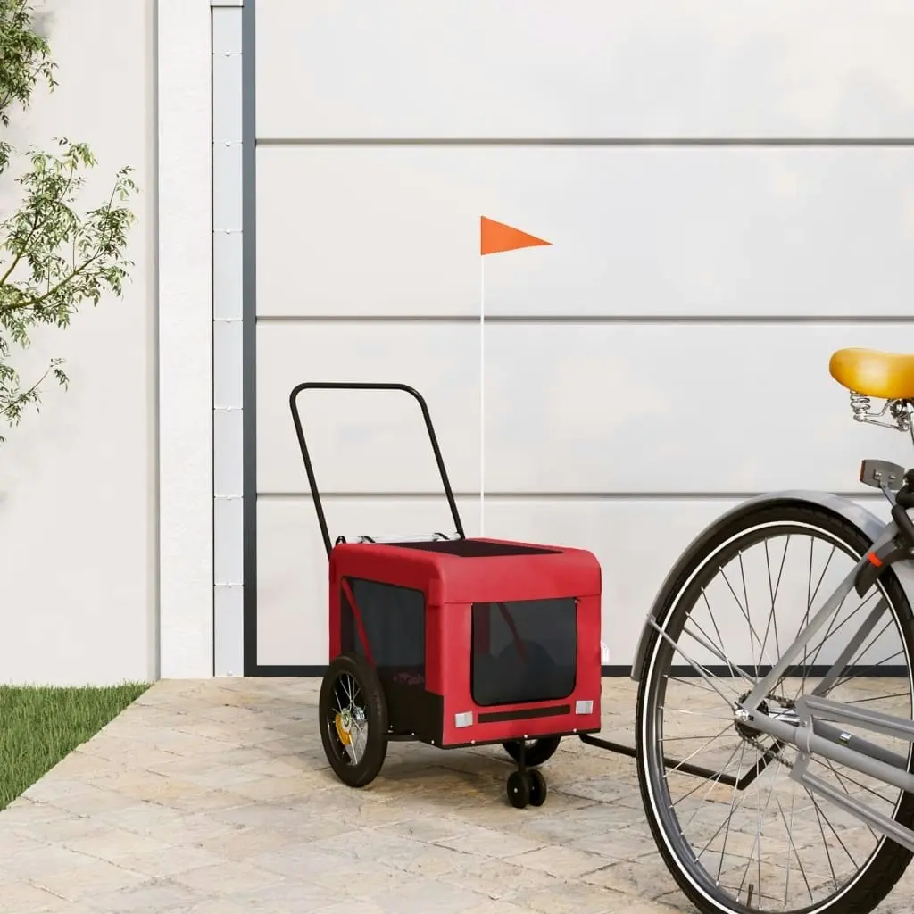 Pet Bike Trailer Red and Black Oxford Fabric and Iron 93929