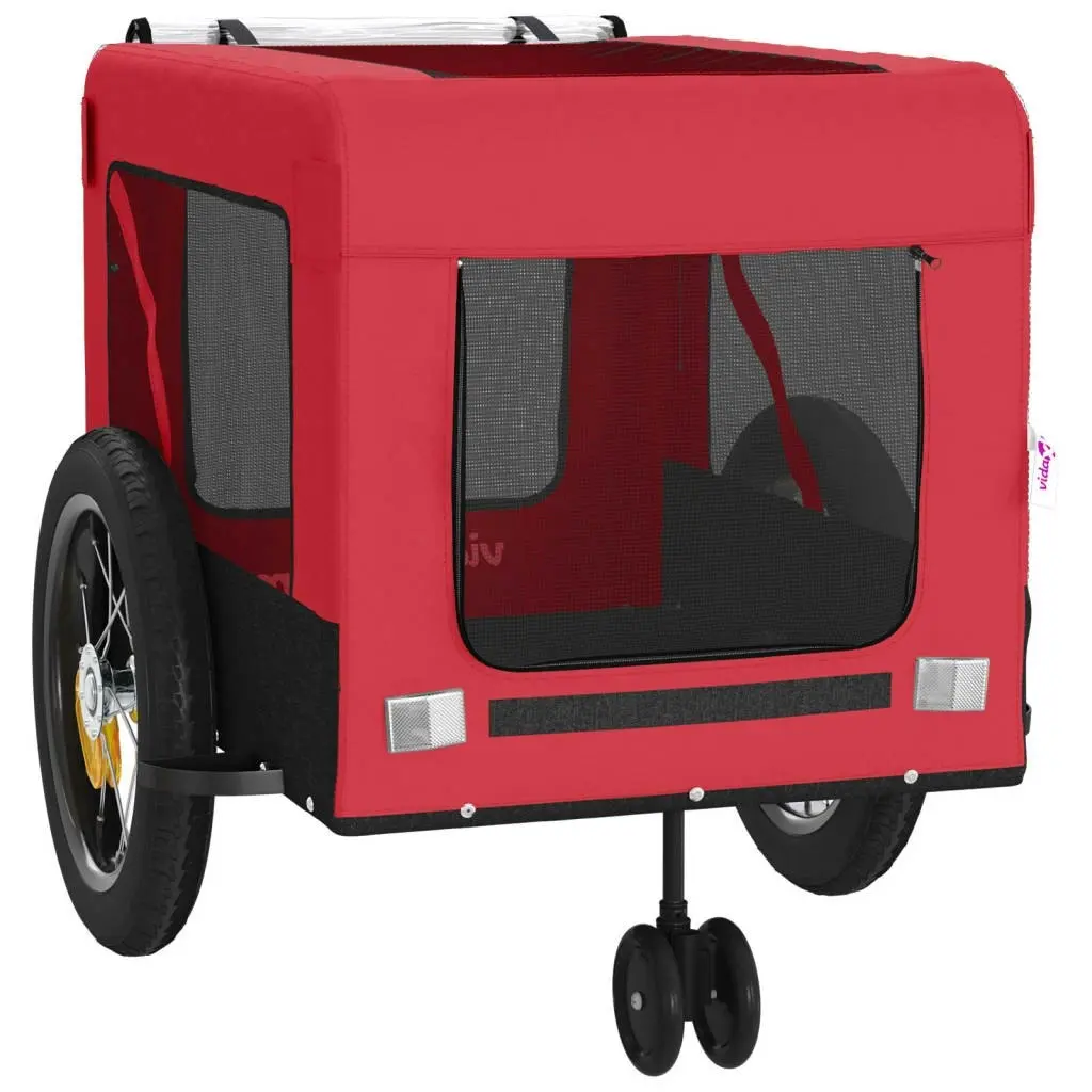 Pet Bike Trailer Red and Black Oxford Fabric and Iron 93929