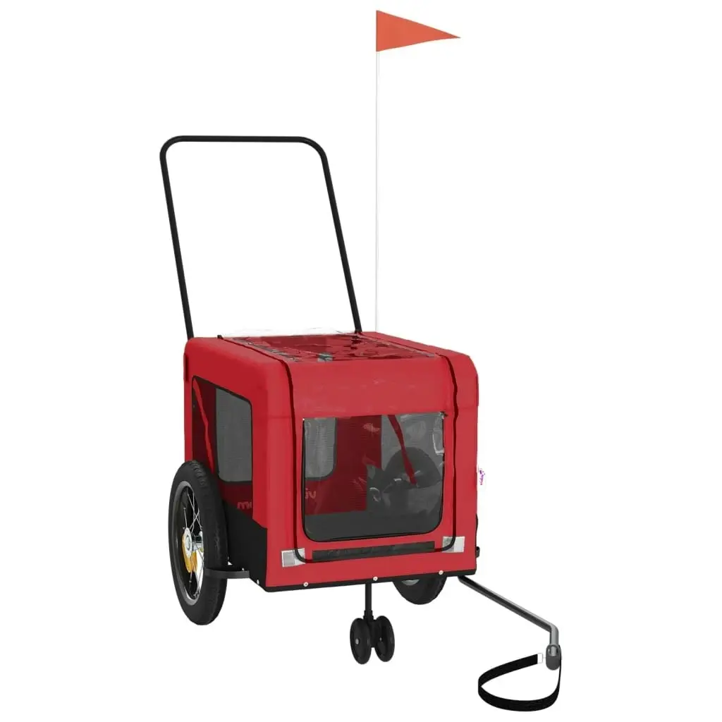 Pet Bike Trailer Red and Black Oxford Fabric and Iron 93929