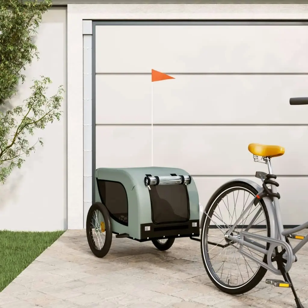 Pet Bike Trailer Grey and Black Oxford Fabric and Iron 94007