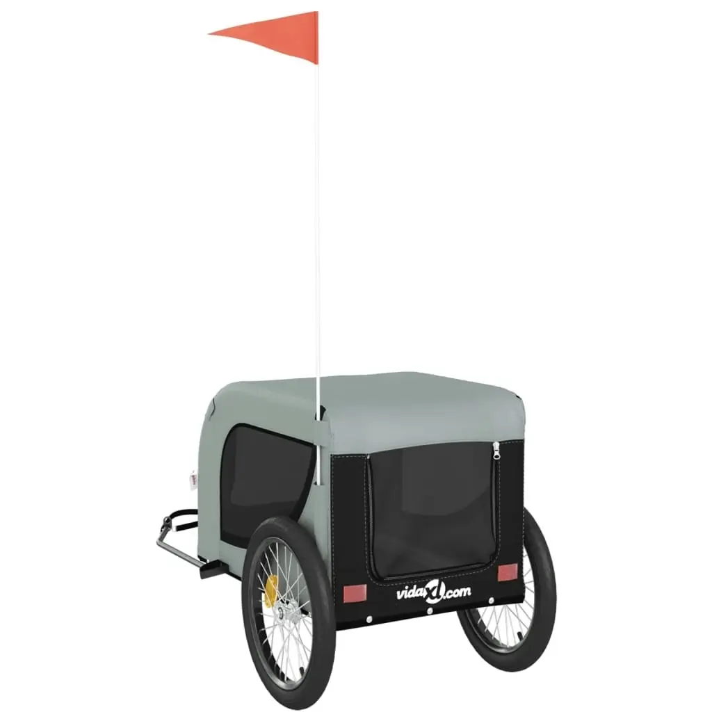 Pet Bike Trailer Grey and Black Oxford Fabric and Iron 94007