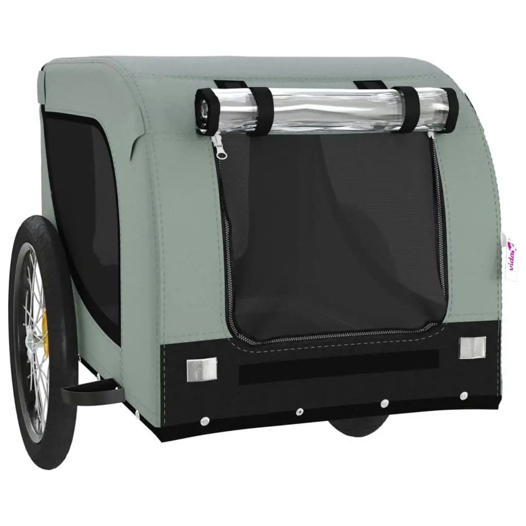 Pet Bike Trailer Grey and Black Oxford Fabric and Iron 94007