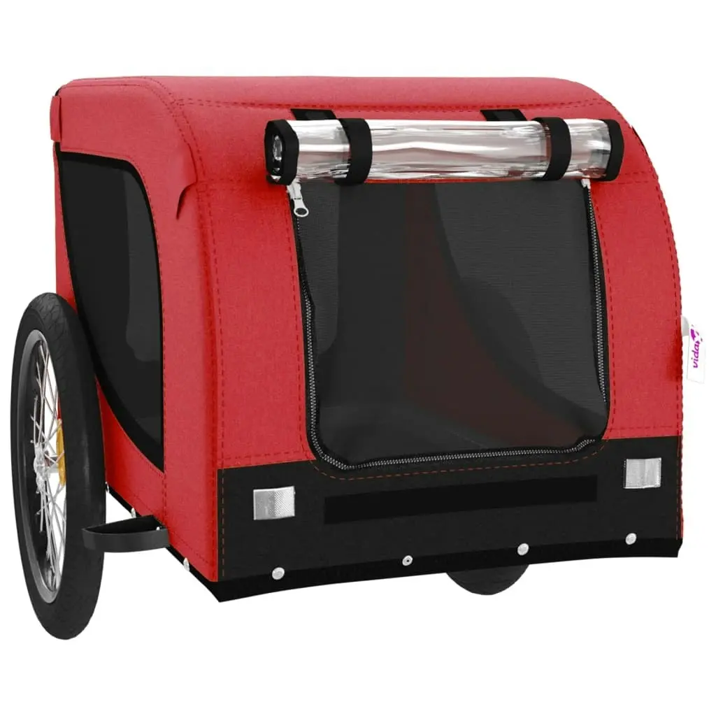 Pet Bike Trailer Red and Black Oxford Fabric and Iron 94006