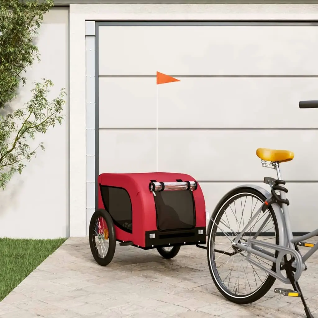 Pet Bike Trailer Red and Black Oxford Fabric and Iron 94006