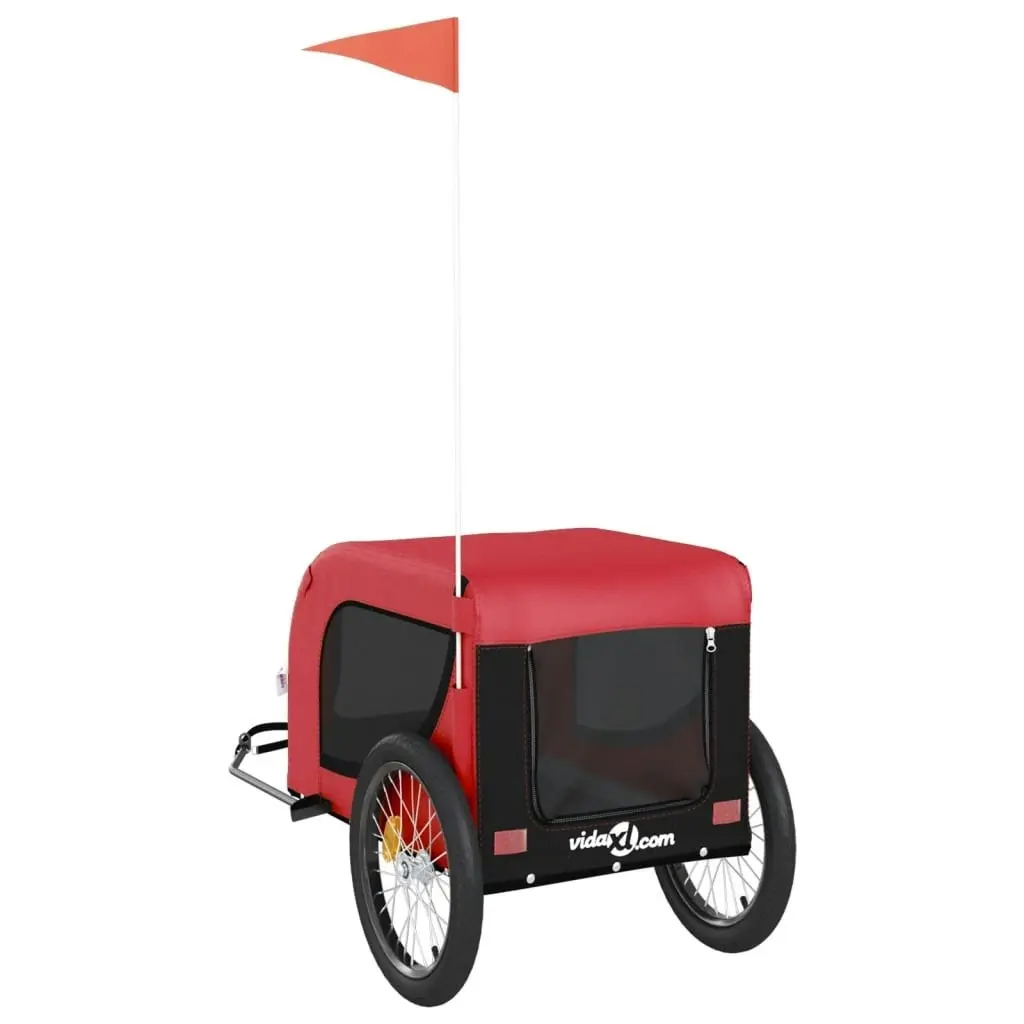 Pet Bike Trailer Red and Black Oxford Fabric and Iron 94006