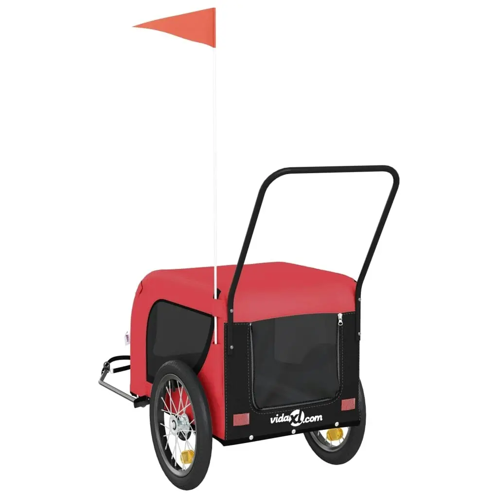 Pet Bike Trailer Red and Black Oxford Fabric and Iron 94020