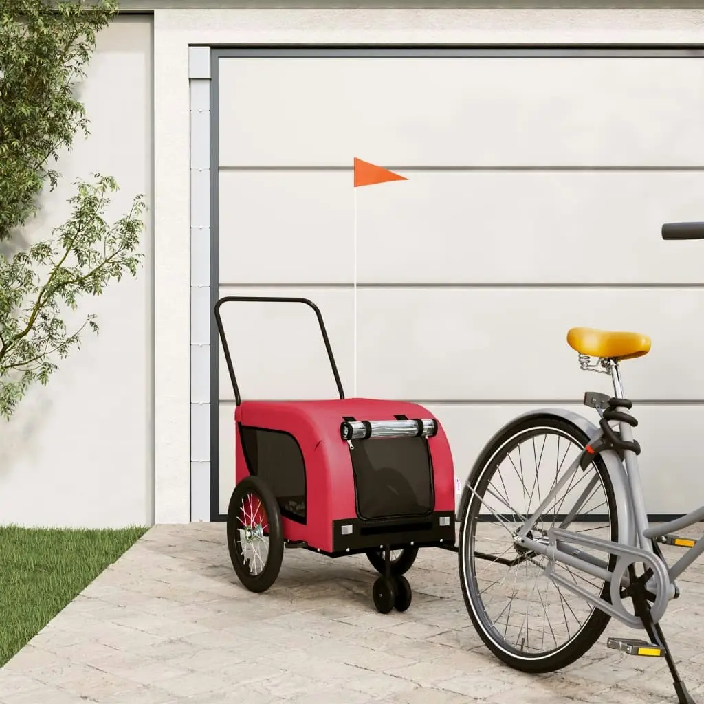 Pet Bike Trailer Red and Black Oxford Fabric and Iron 94020