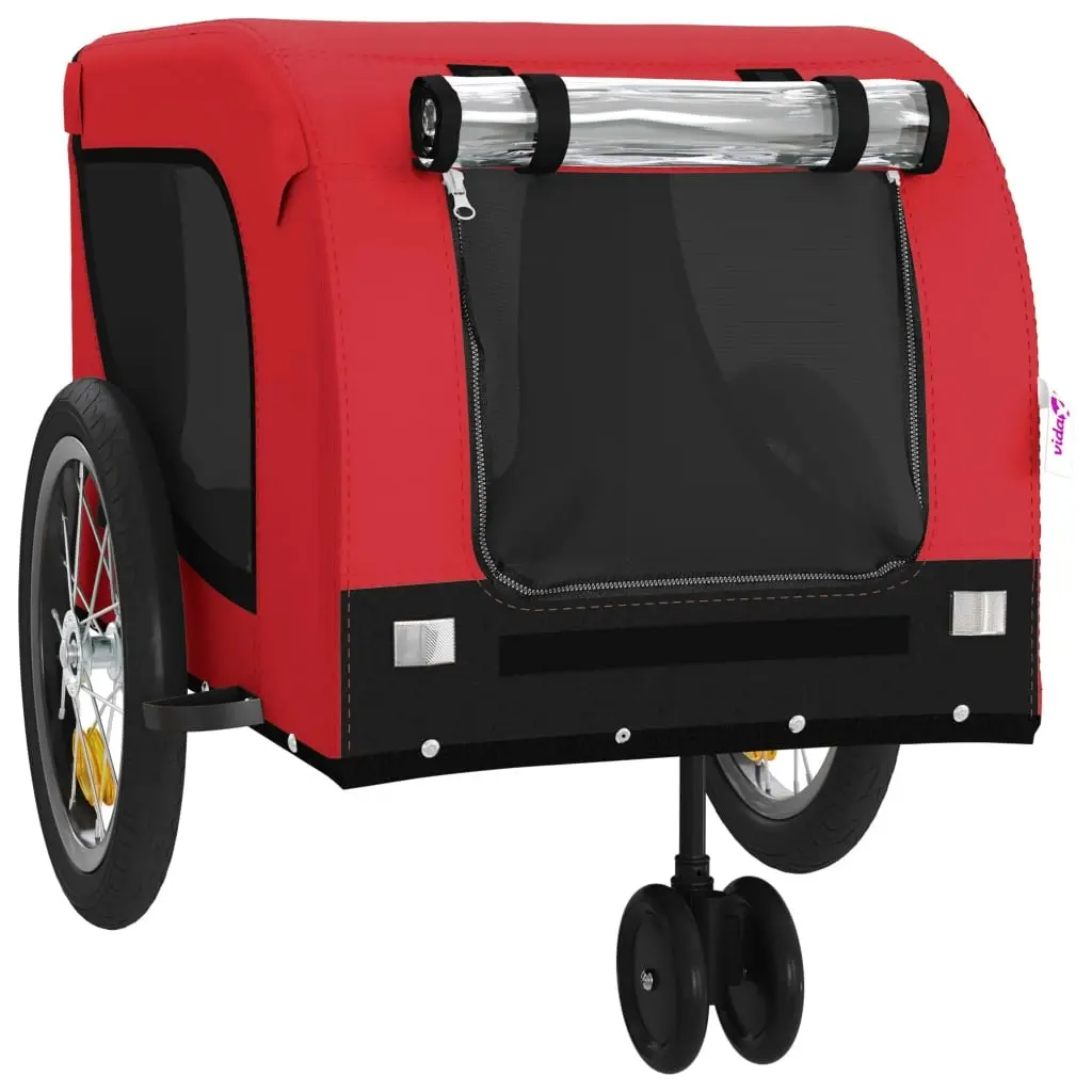 Pet Bike Trailer Red and Black Oxford Fabric and Iron 94020