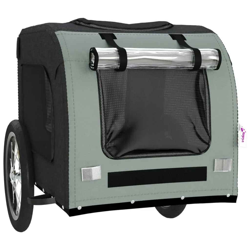 Pet Bike Trailer Black and Grey Oxford Fabric and Iron 93832