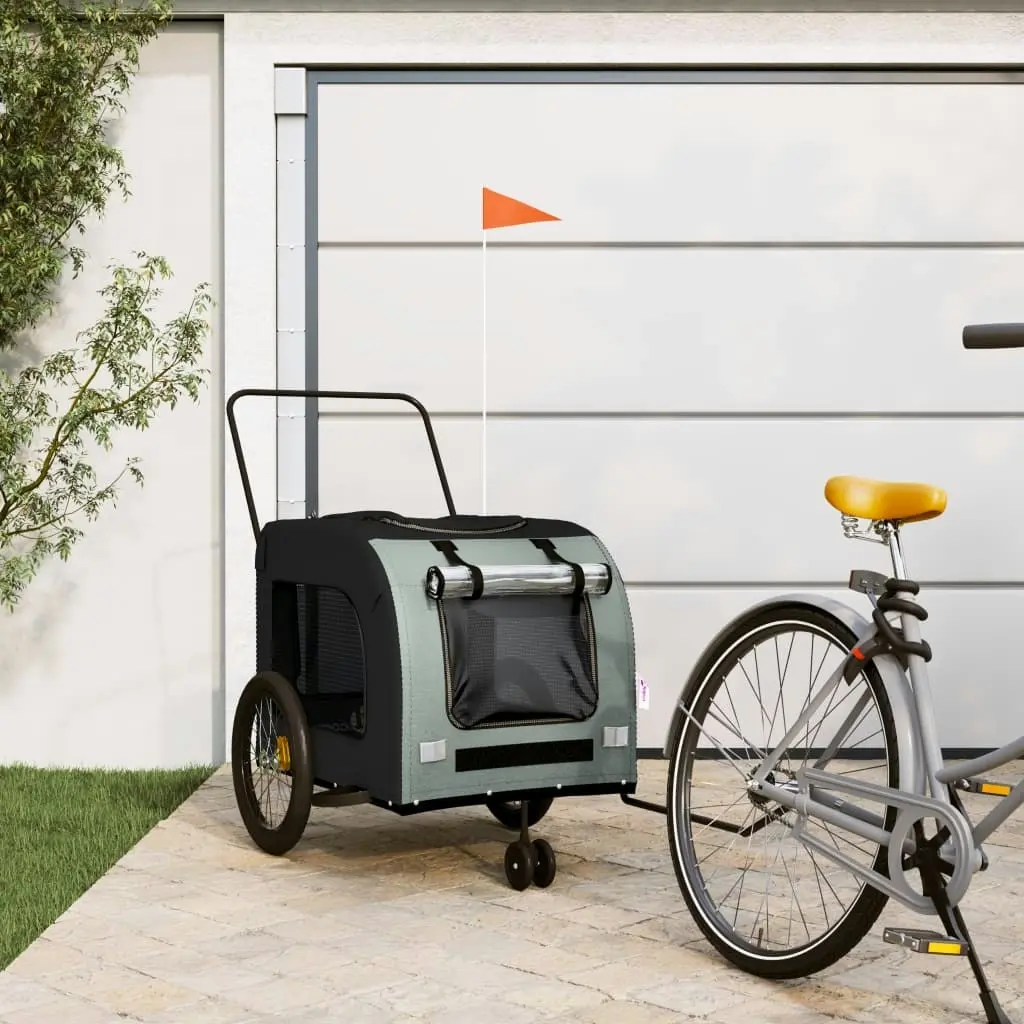 Pet Bike Trailer Black and Grey Oxford Fabric and Iron 93860