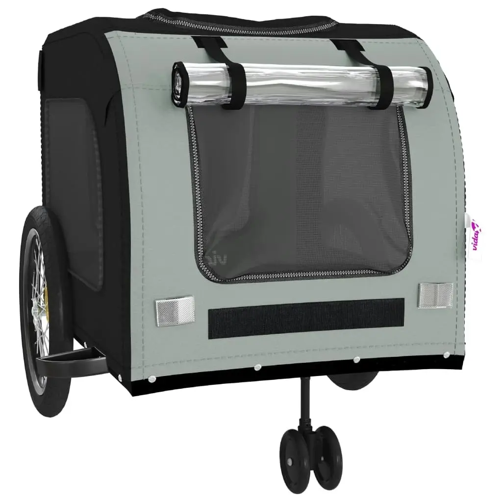 Pet Bike Trailer Black and Grey Oxford Fabric and Iron 93860