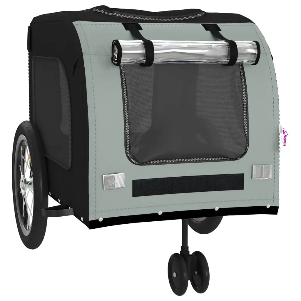 Pet Bike Trailer Black and Grey Oxford Fabric and Iron 93853