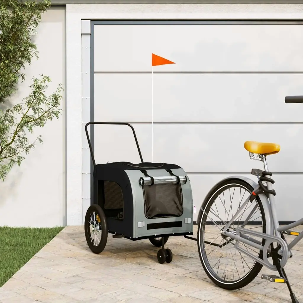 Pet Bike Trailer Black and Grey Oxford Fabric and Iron 93853