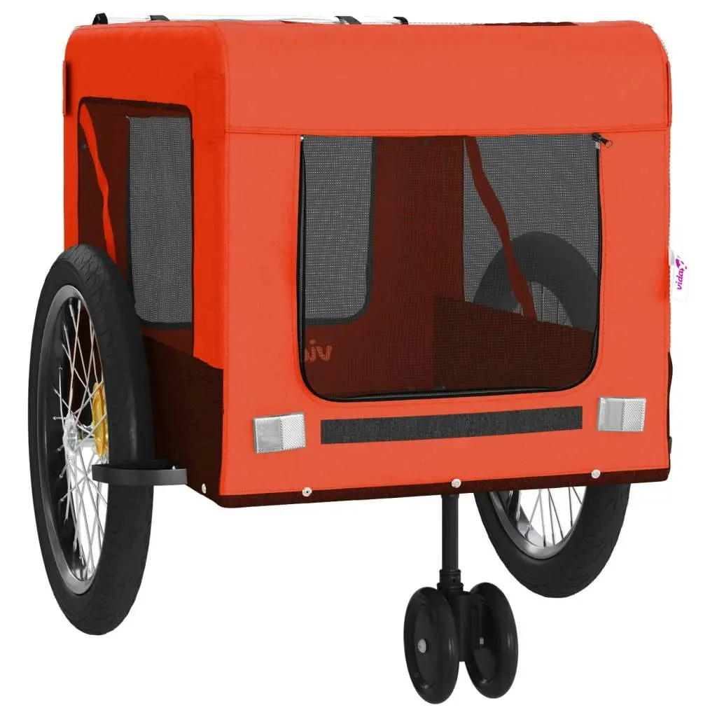 Pet Bike Trailer Orange and Black Oxford Fabric and Iron 93942