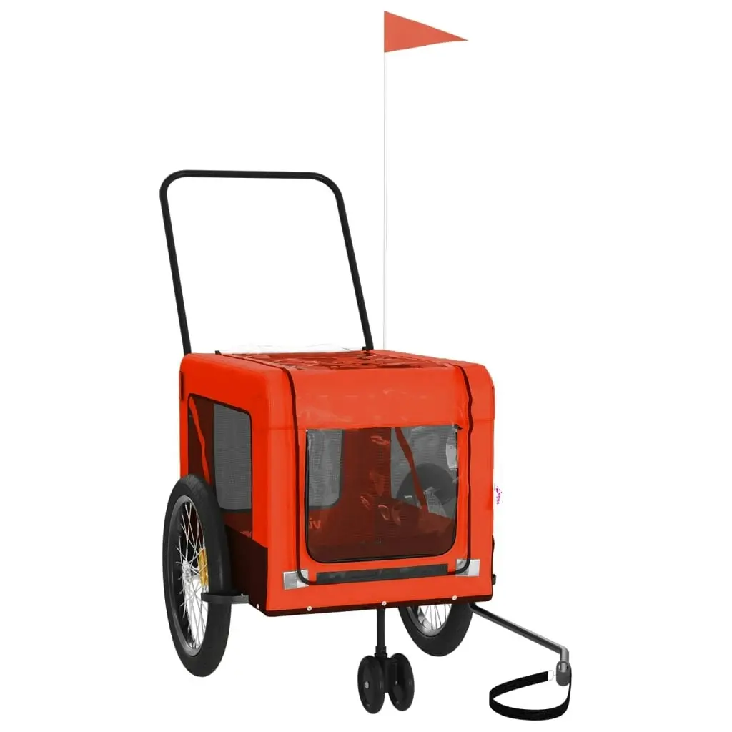 Pet Bike Trailer Orange and Black Oxford Fabric and Iron 93942