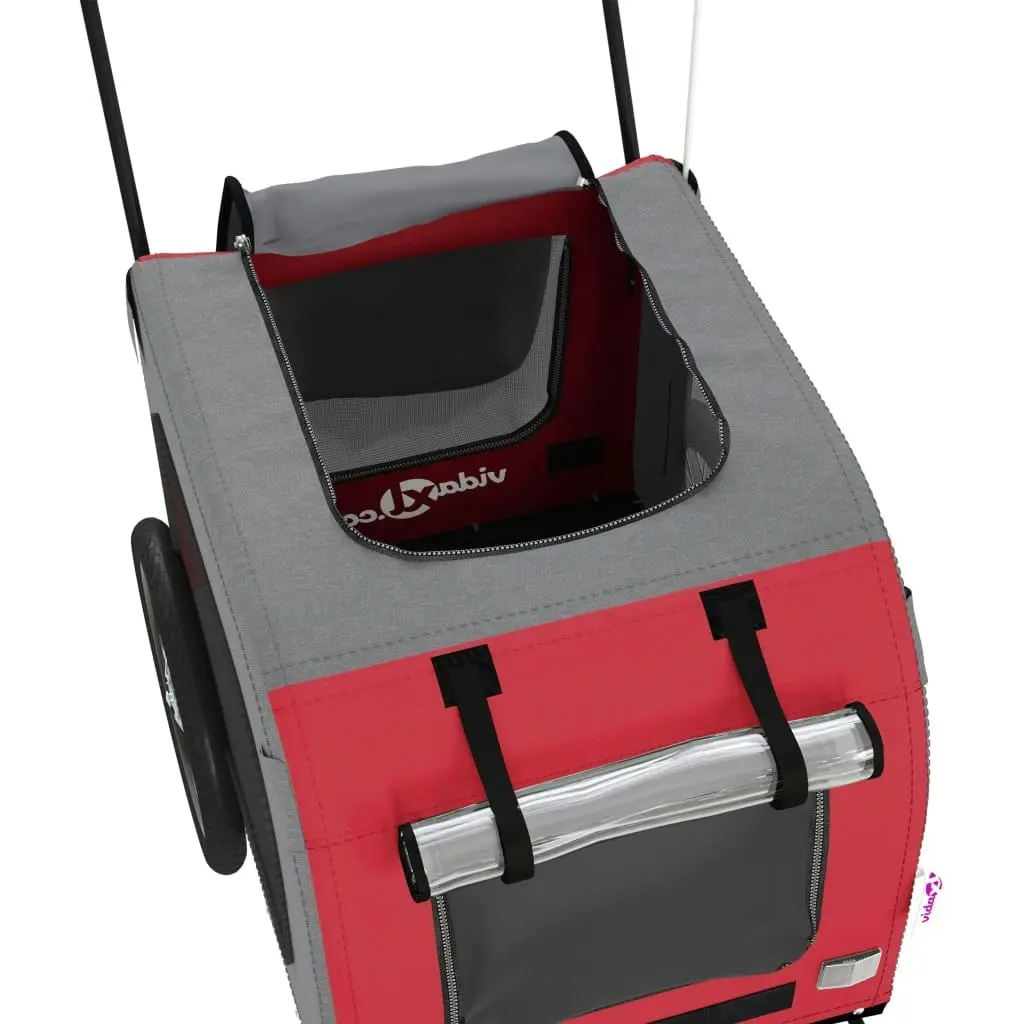 Pet Bike Trailer Red and Grey Oxford Fabric and Iron 93852