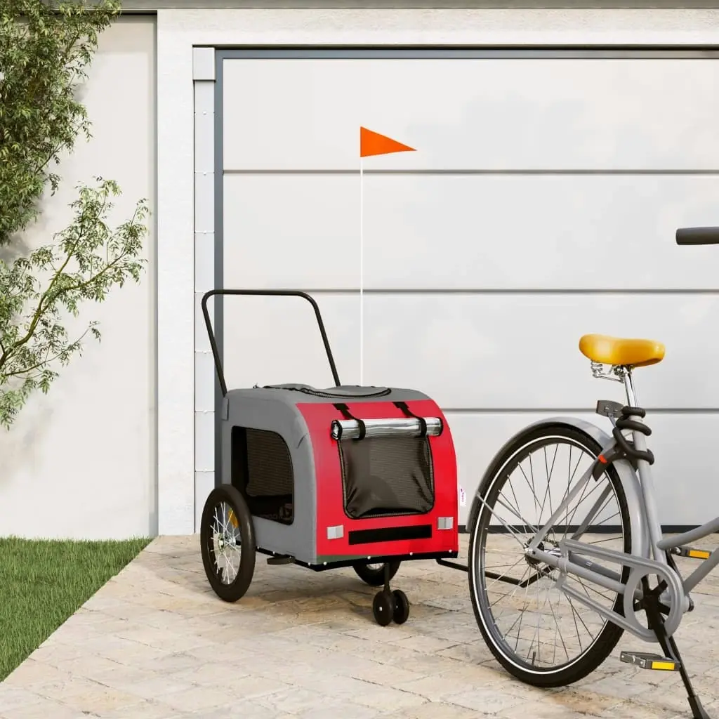 Pet Bike Trailer Red and Grey Oxford Fabric and Iron 93852