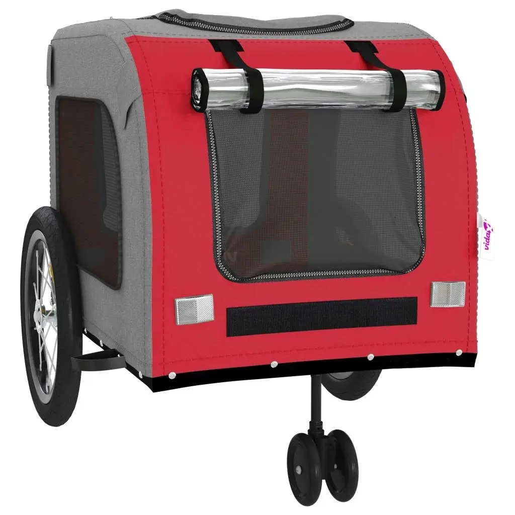 Pet Bike Trailer Red and Grey Oxford Fabric and Iron 93852