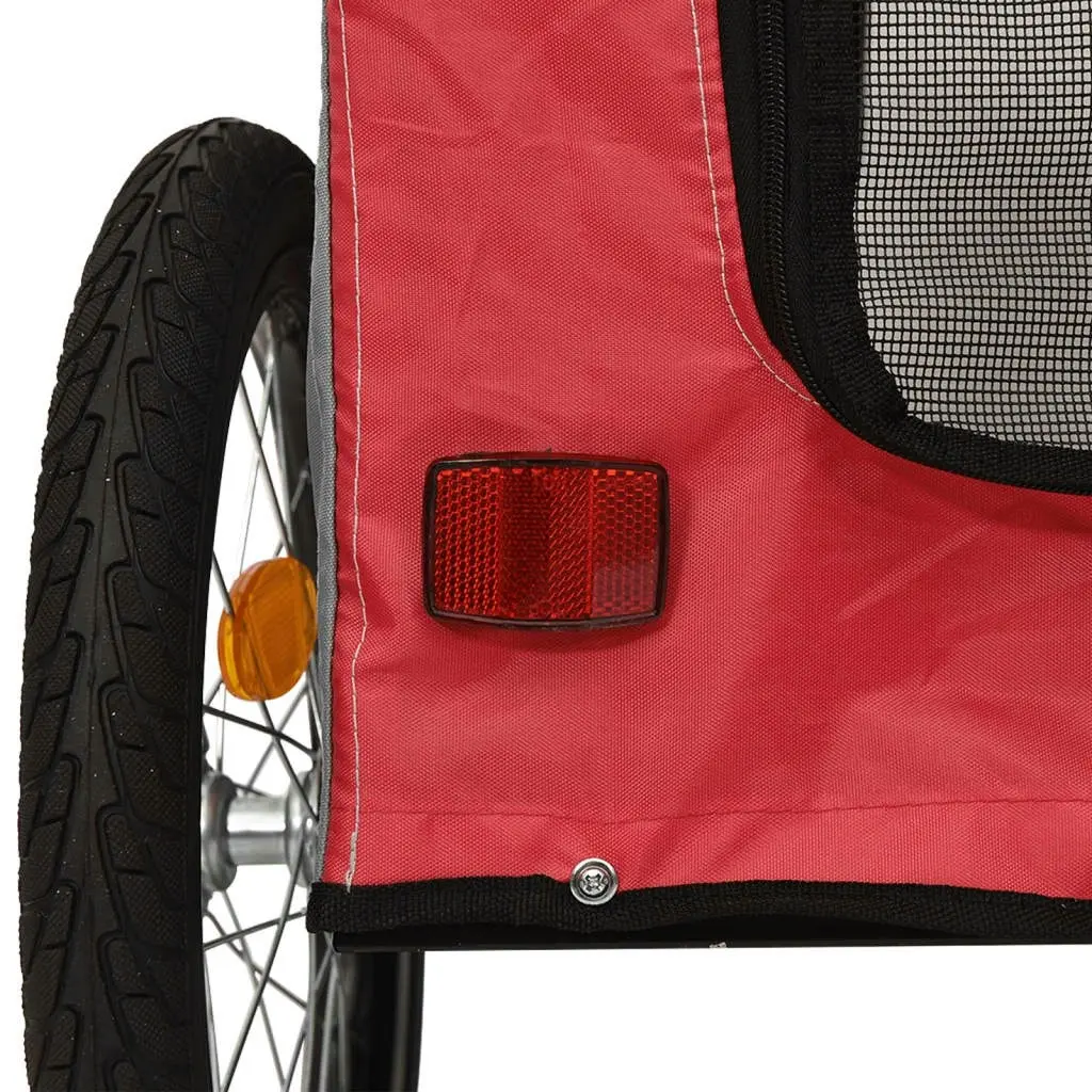 Pet Bike Trailer Red and Grey Oxford Fabric and Iron 93852