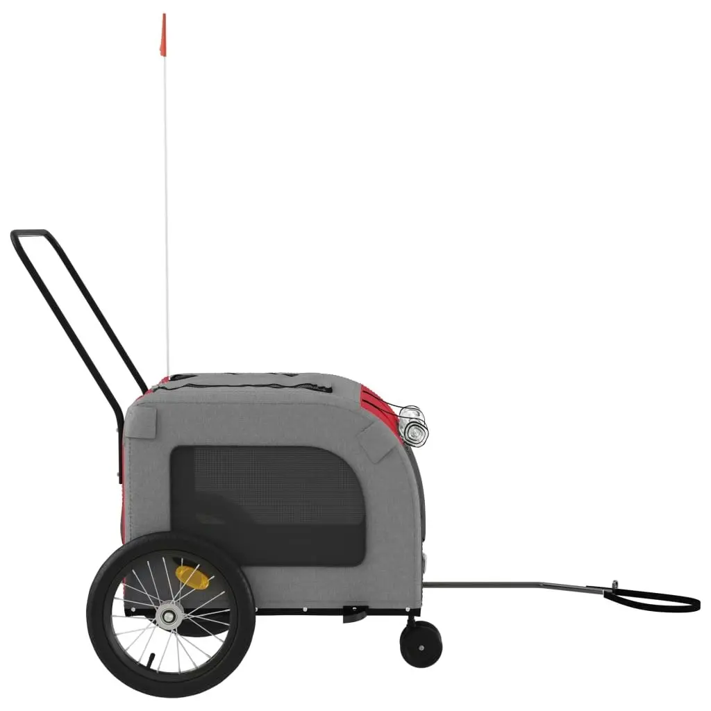 Pet Bike Trailer Red and Grey Oxford Fabric and Iron 93852