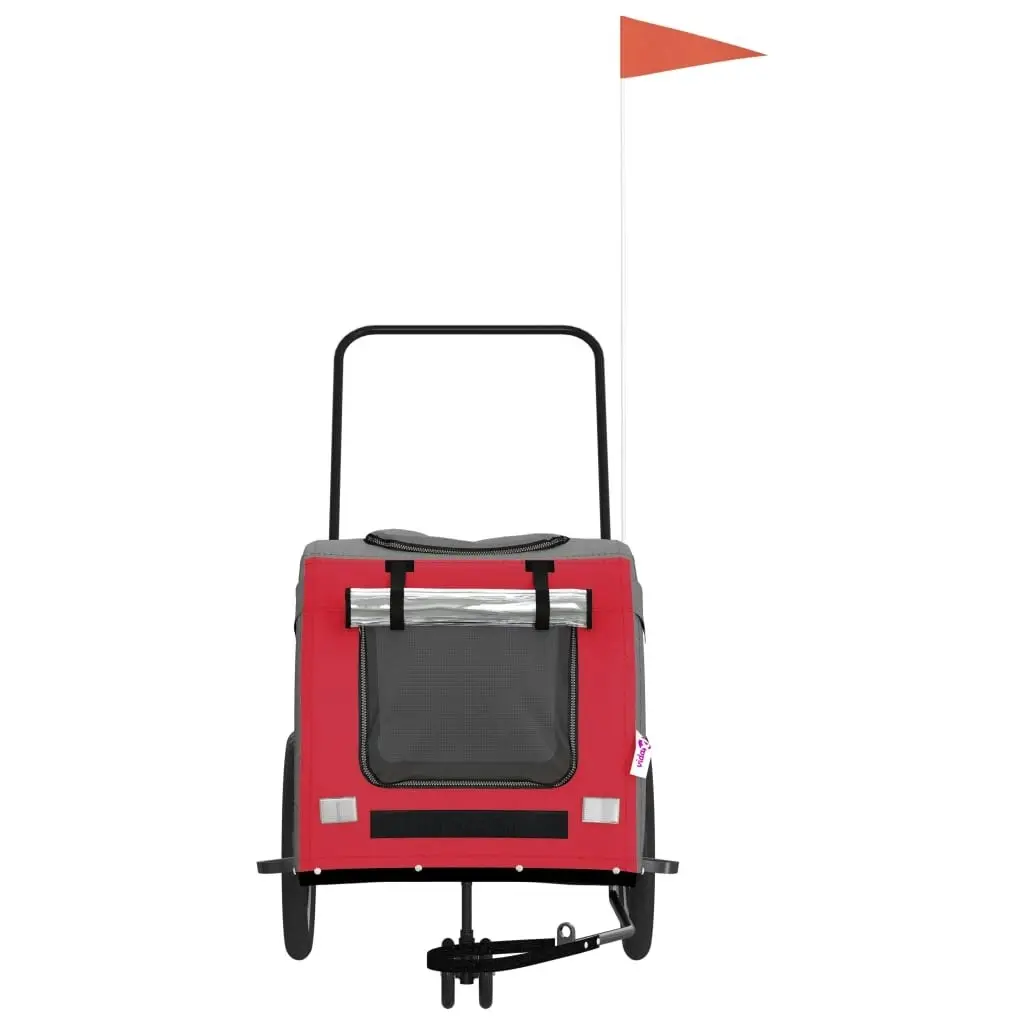 Pet Bike Trailer Red and Grey Oxford Fabric and Iron 93852