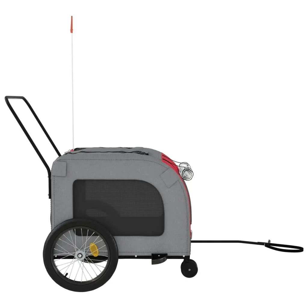 Pet Bike Trailer Red and Grey Oxford Fabric and Iron 93859