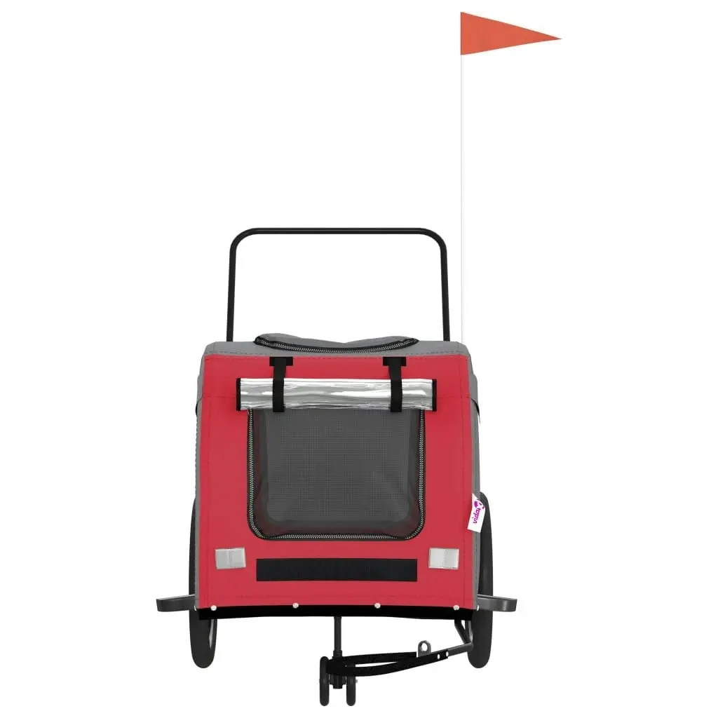 Pet Bike Trailer Red and Grey Oxford Fabric and Iron 93859