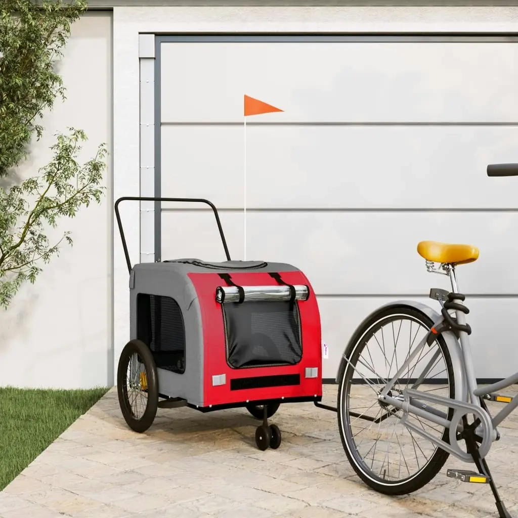 Pet Bike Trailer Red and Grey Oxford Fabric and Iron 93859