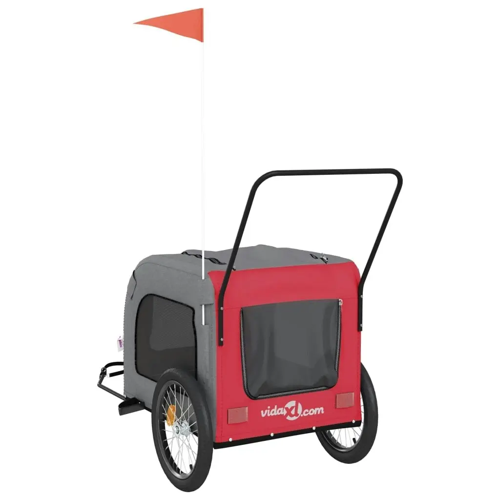 Pet Bike Trailer Red and Grey Oxford Fabric and Iron 93859