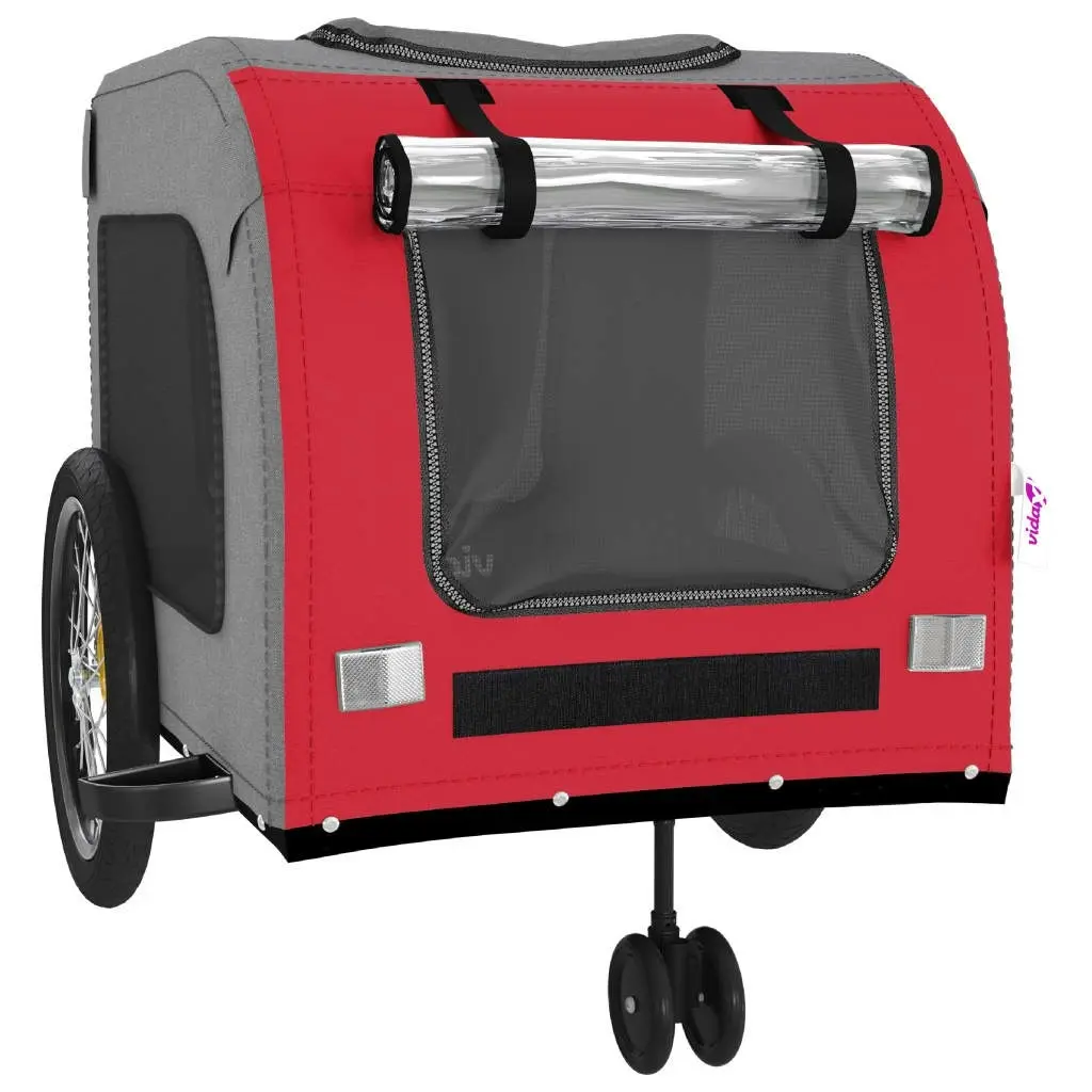 Pet Bike Trailer Red and Grey Oxford Fabric and Iron 93859