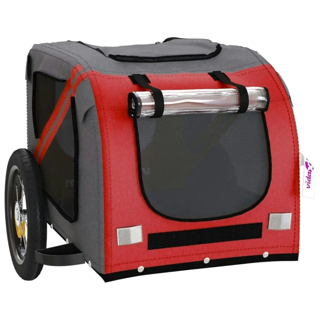 Pet Bike Trailer Red and Grey Oxford Fabric and Iron 93866