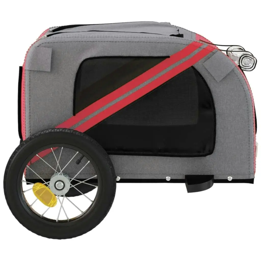 Pet Bike Trailer Red and Grey Oxford Fabric and Iron 93866