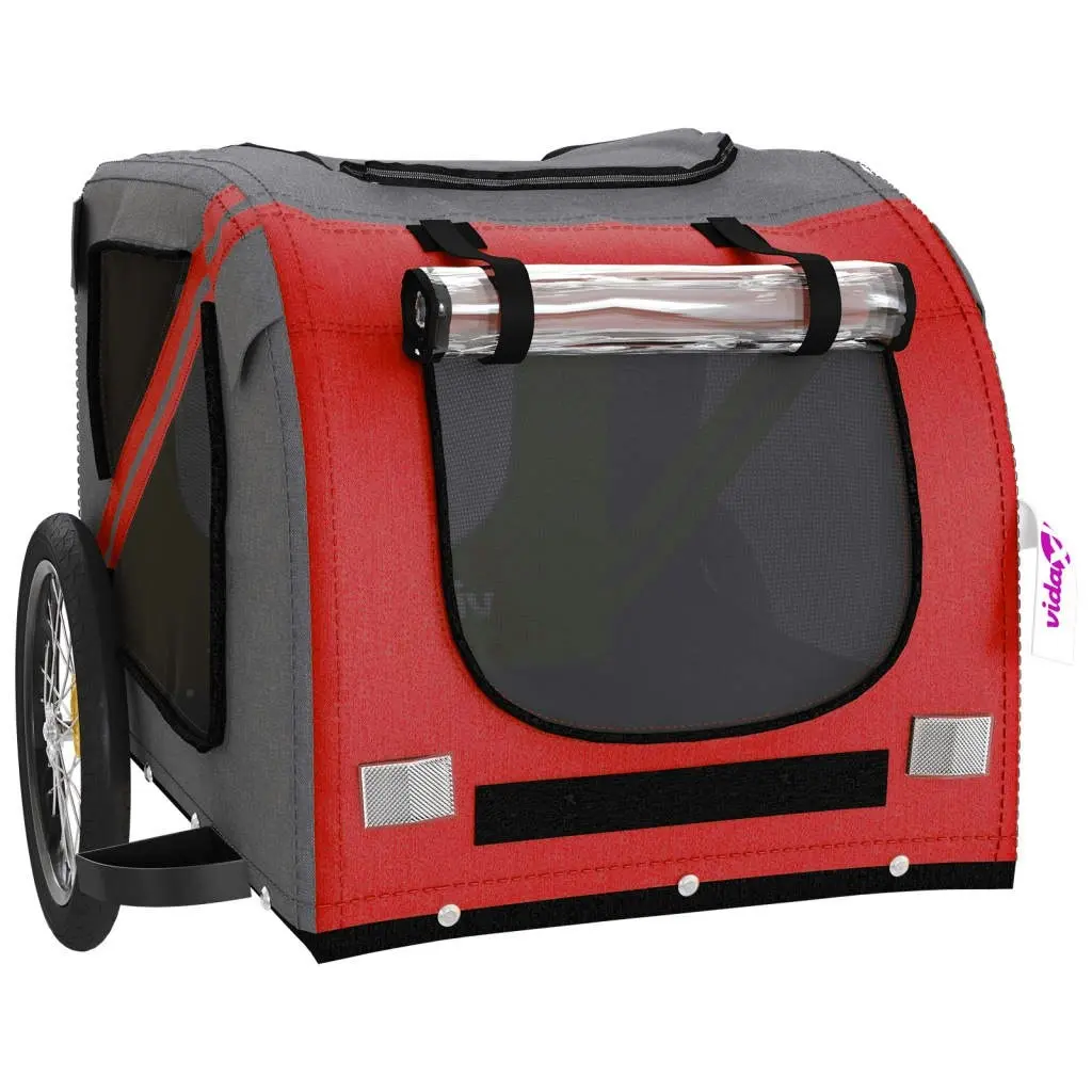 Pet Bike Trailer Red and Grey Oxford Fabric and Iron 93880