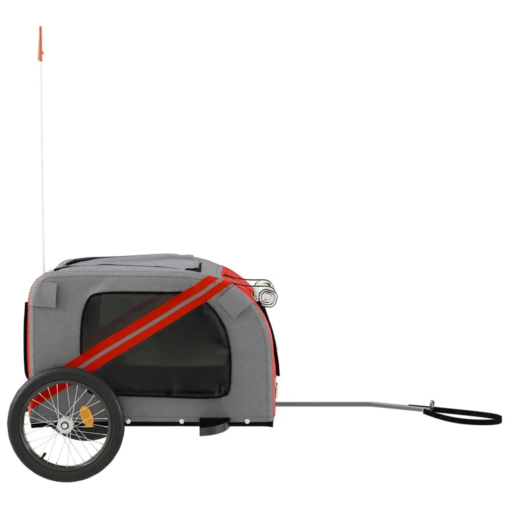 Pet Bike Trailer Red and Grey Oxford Fabric and Iron 93880