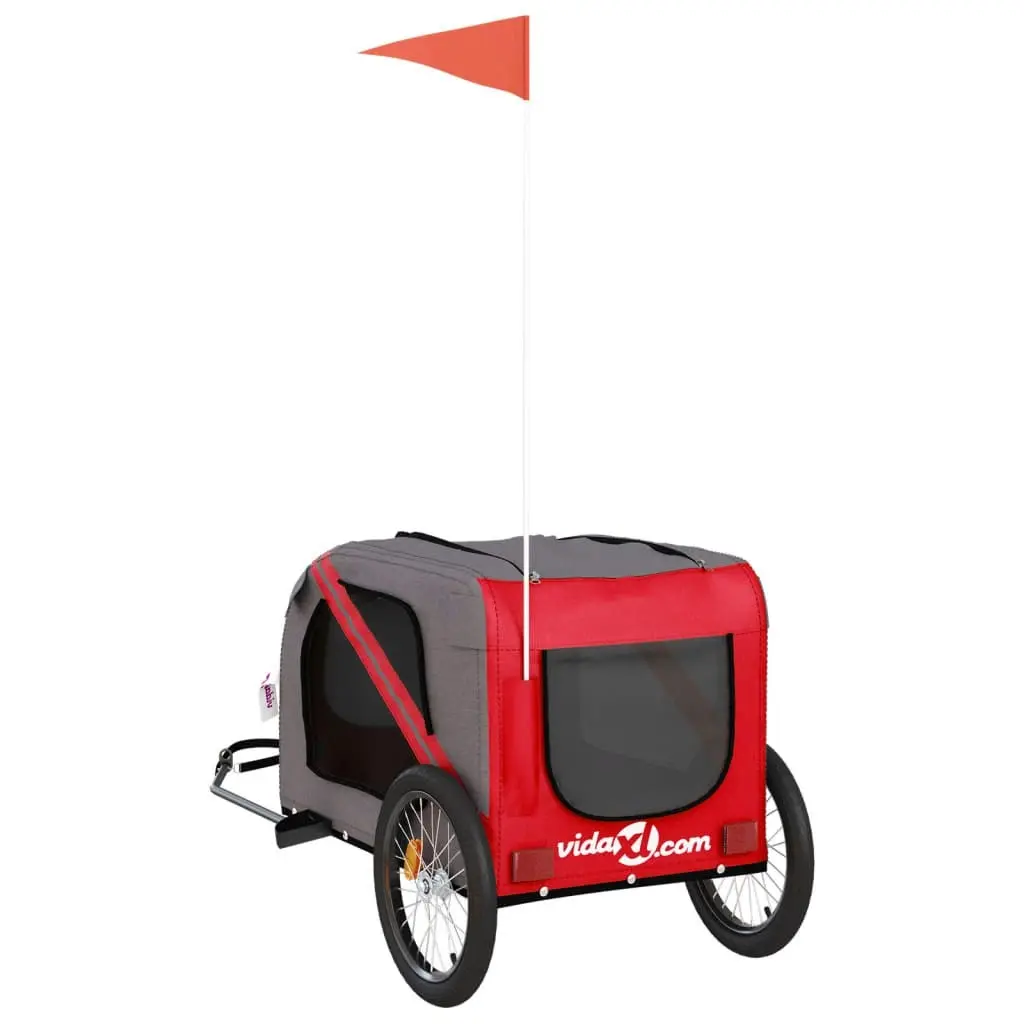 Pet Bike Trailer Red and Grey Oxford Fabric and Iron 93880