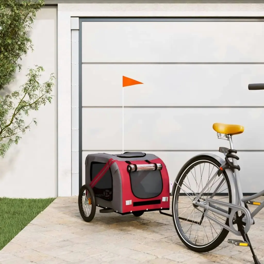 Pet Bike Trailer Red and Grey Oxford Fabric and Iron 93880