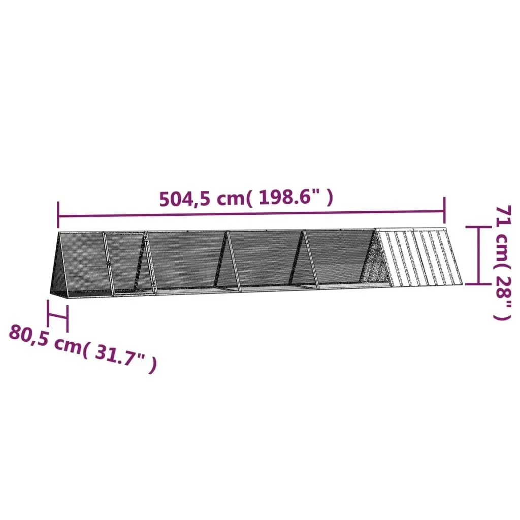 Rabbit Cage Anthracite 504.5x80.5x71 cm Galvanised Steel 3106448