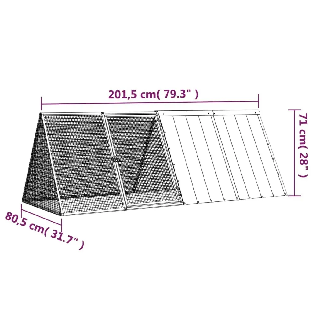 Rabbit Cage Anthracite 201.5x80.5x71 cm Galvanised Steel 171536