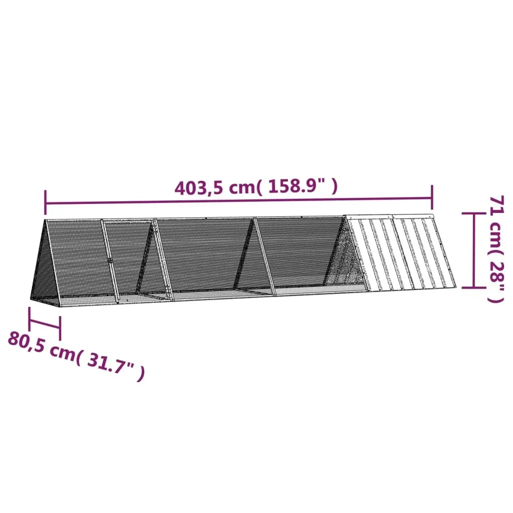 Rabbit Cage Anthracite 403.5x80.5x71 cm Galvanised Steel 3106447