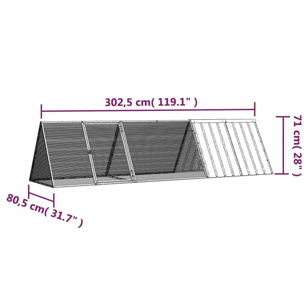 Rabbit Cage Anthracite 302.5x80.5x71 cm Galvanised Steel 3106446