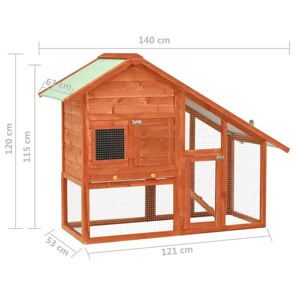 Rabbit Hutch 140x63x120 cm Solid Firwood 170868