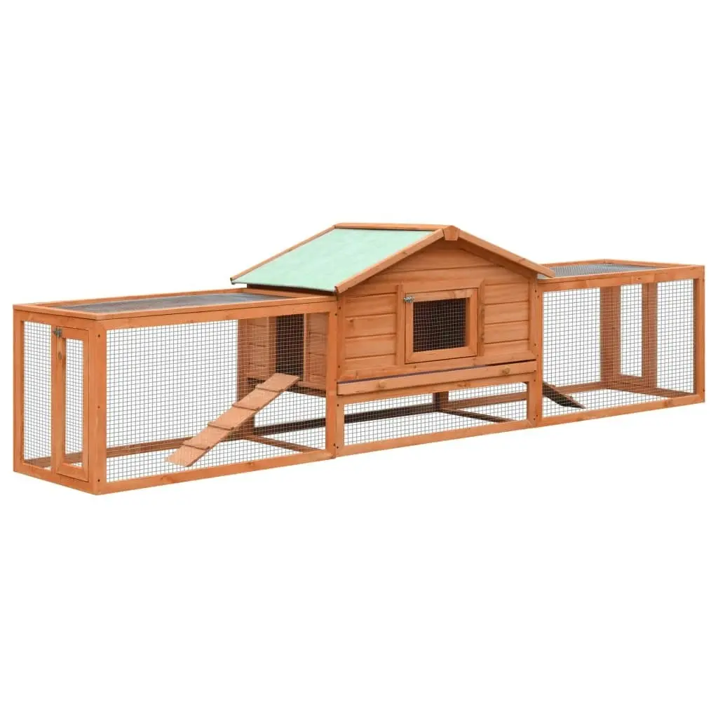 Rabbit Hutch Solid Pine & Fir Wood 310x70x87 cm 170642