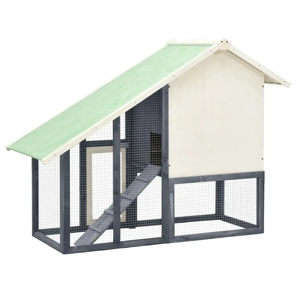 Rabbit Hutch Grey and White 140x63x120 cm Solid Firwood 170869