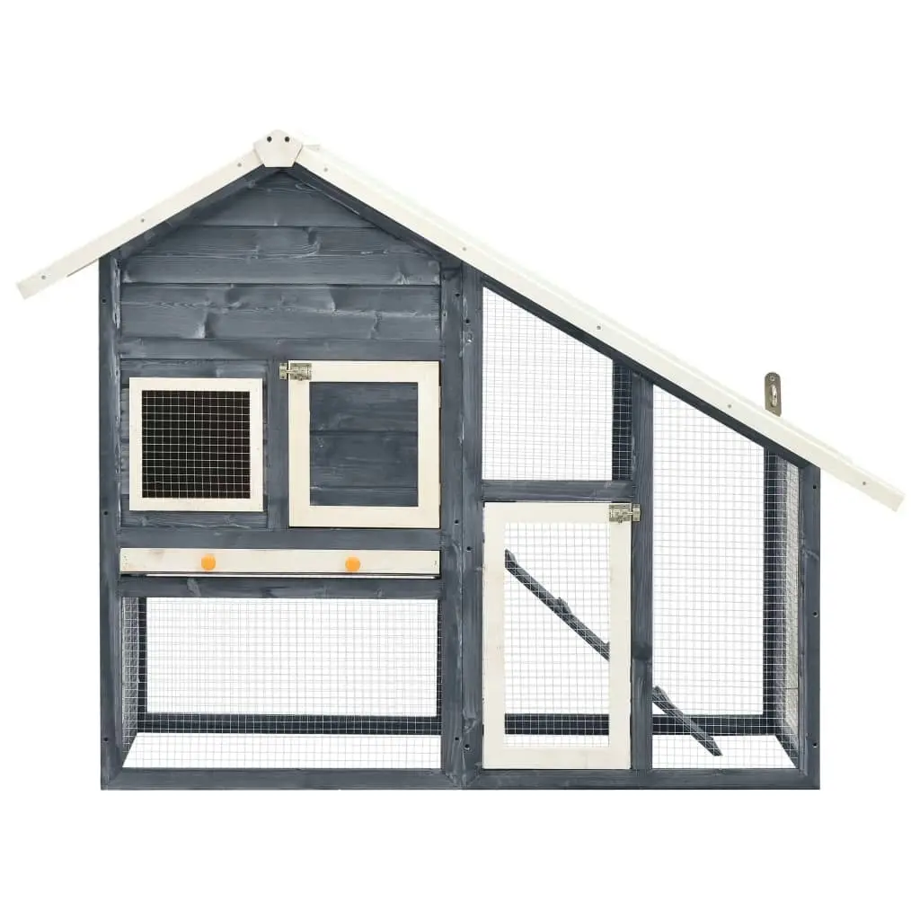 Rabbit Hutch Grey and White 140x63x120 cm Solid Firwood 170869