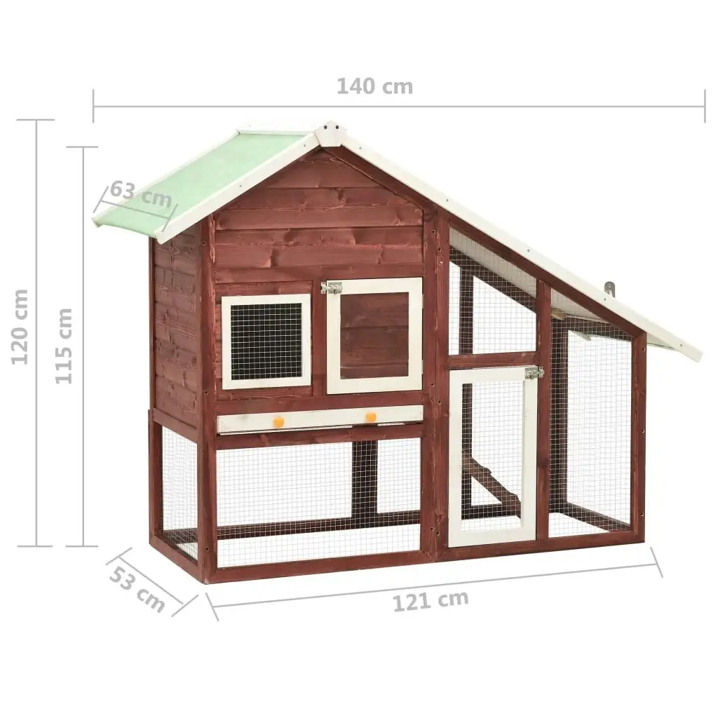 Rabbit Hutch Mocha and White 140x63x120 cm Solid Firwood 170870