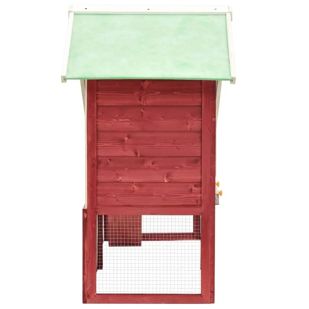 Rabbit Hutch Red and White 140x63x120 cm Solid Firwood 170871